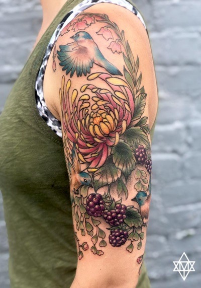 Tattoo uploaded by Emma Judd • Blackberry Vine and Bees • Tattoodo