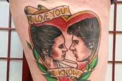 Leia and Han Neo-traditional tattoo by Lucky Malony