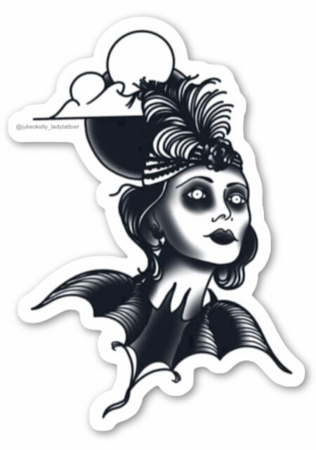 JulieOkelly Goth Bat Lady Sticker Sold at anatomy tattoo