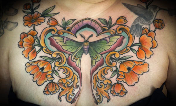 Luna Moth and Poppies by momma tomma