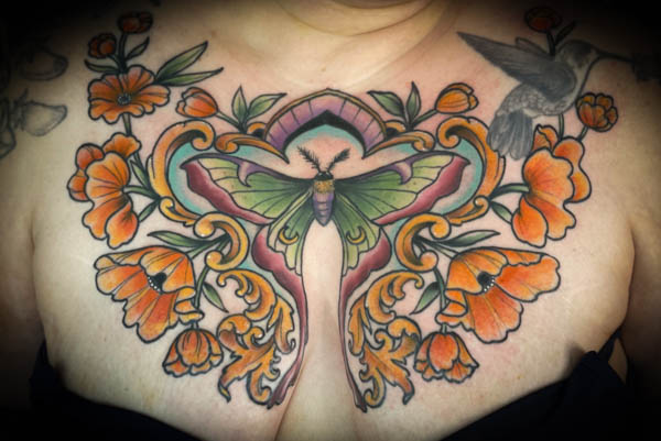 Luna Moth and Poppies by momma tomma